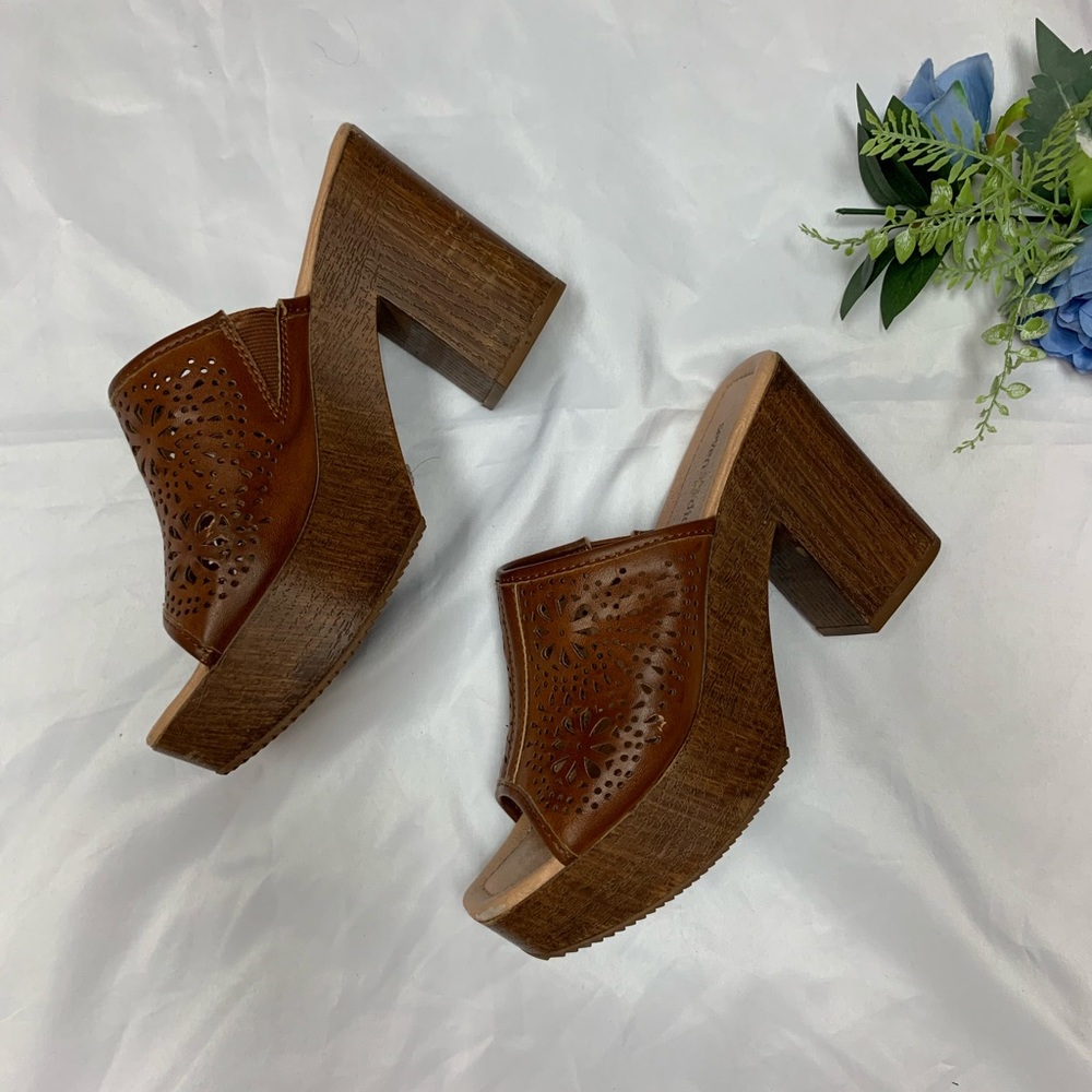 Brown wedge sandals